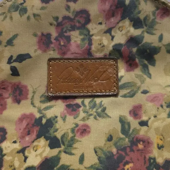 Patricia Nash Floral Canvas Backpack Vintage Rose Print Leather Trim Bag - Picture 2 of 14